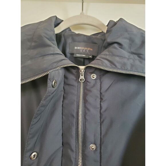 BCBGMAXAZRIA Long Black Quilted Midweight Minimalist Coat Jacket, Women's Medium - Picture 4 of 14